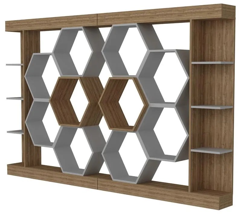 könyvespolc Sueno - White, Walnut