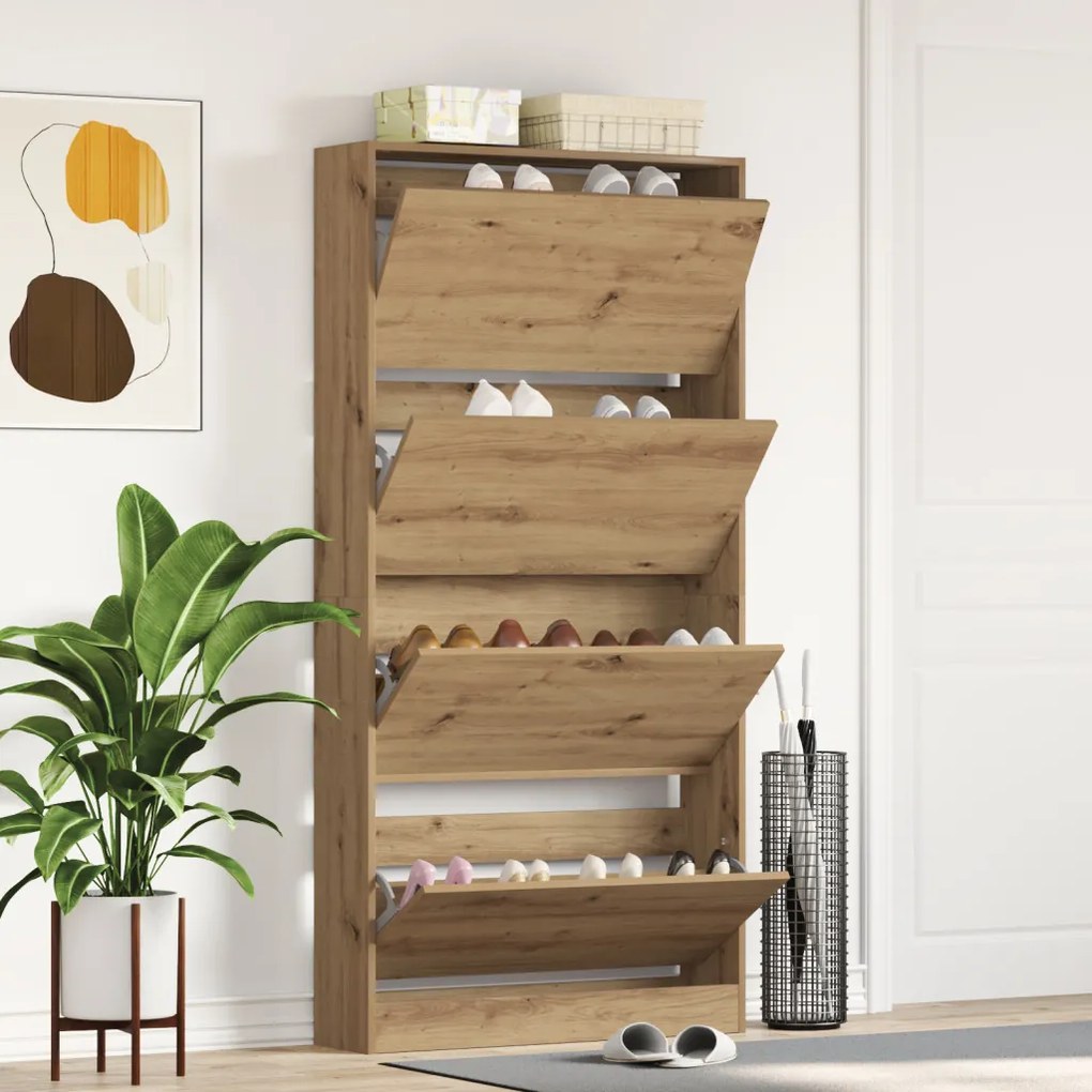 Cipőszekrény Kézműves tölgy Szerelt fa 80 x 21 x 163.5 cm Tartós
