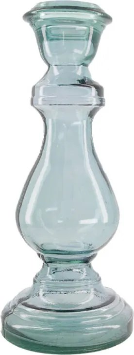 Elegáns újrahasznosított üveg gyertyatartó lila 40 cm kék ajándék