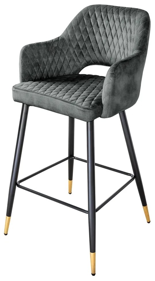 Design bárszék Laney szürke-zöld bársony
