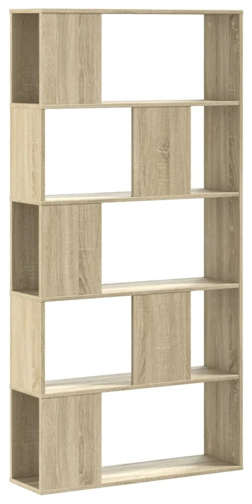 5 szintes sonoma tölgy színű fa könyvespolc 80,5x23,5x162,5 cm