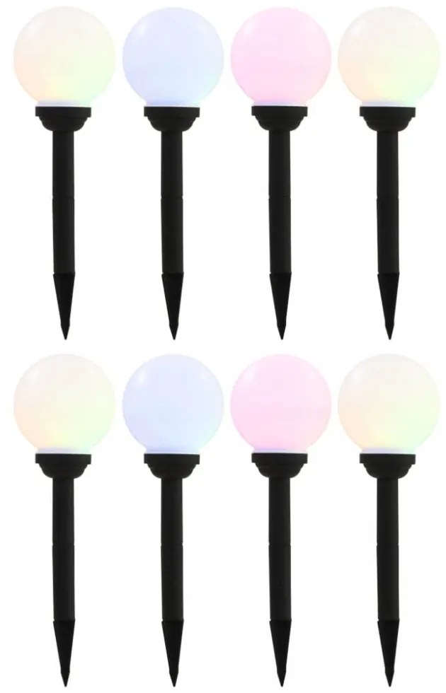 8 db napelemes kültéri LED gömblámpa 15 cm RGB