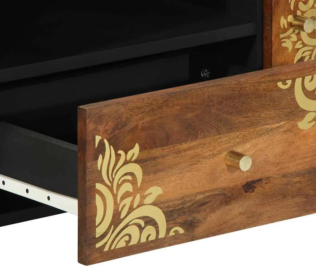 TV szekrény fiókkal Barna 105 x 33.5 x 46 cm Tömör mangófa