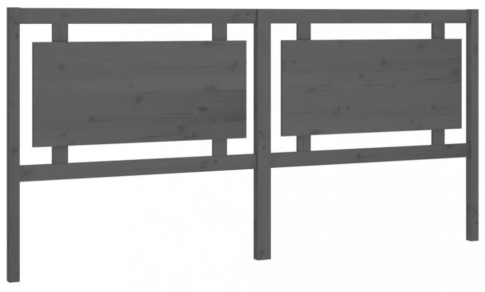 szürke tömör fenyőfa ágyfejtámla 205,5 x 4 x 100 cm