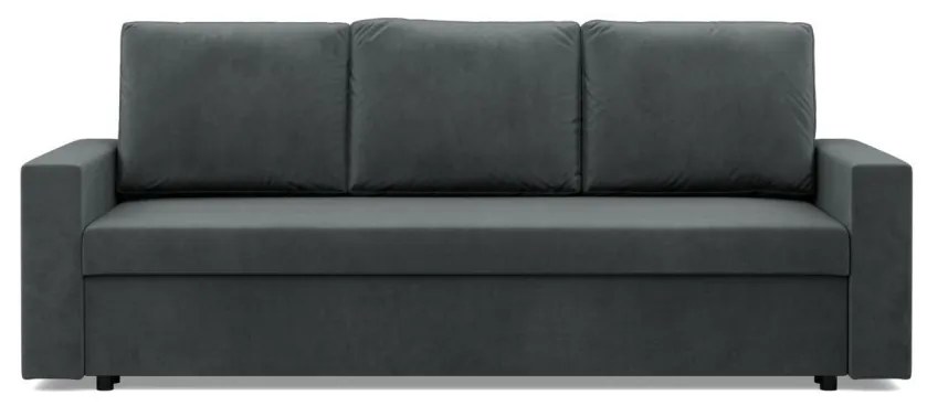 Zeus kanapéágy, bársony, hab töltet, egyenes kartámasz, szürke