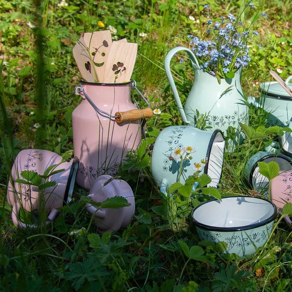 Orion LOUKA zománcozott edény, fedővel 16 cm, zöld