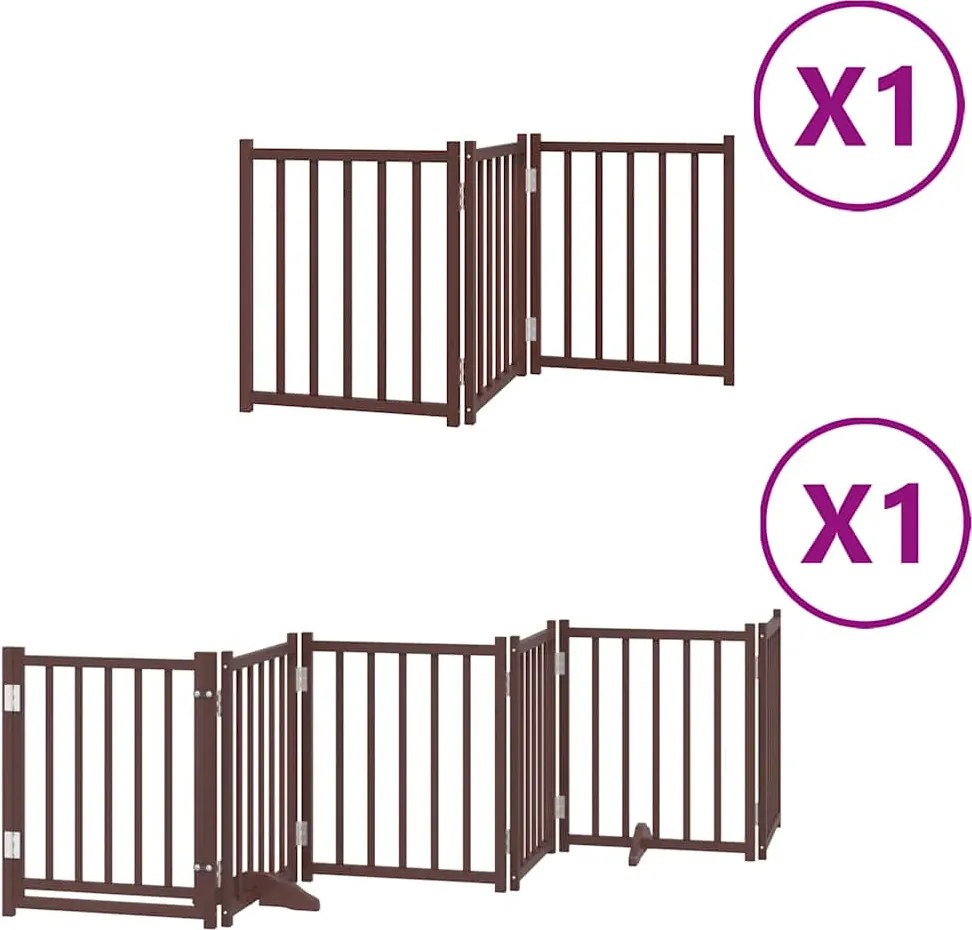 vidaXL barna nyárfa 9 paneles összecsukható kutyakapu ajtóval 450 cm