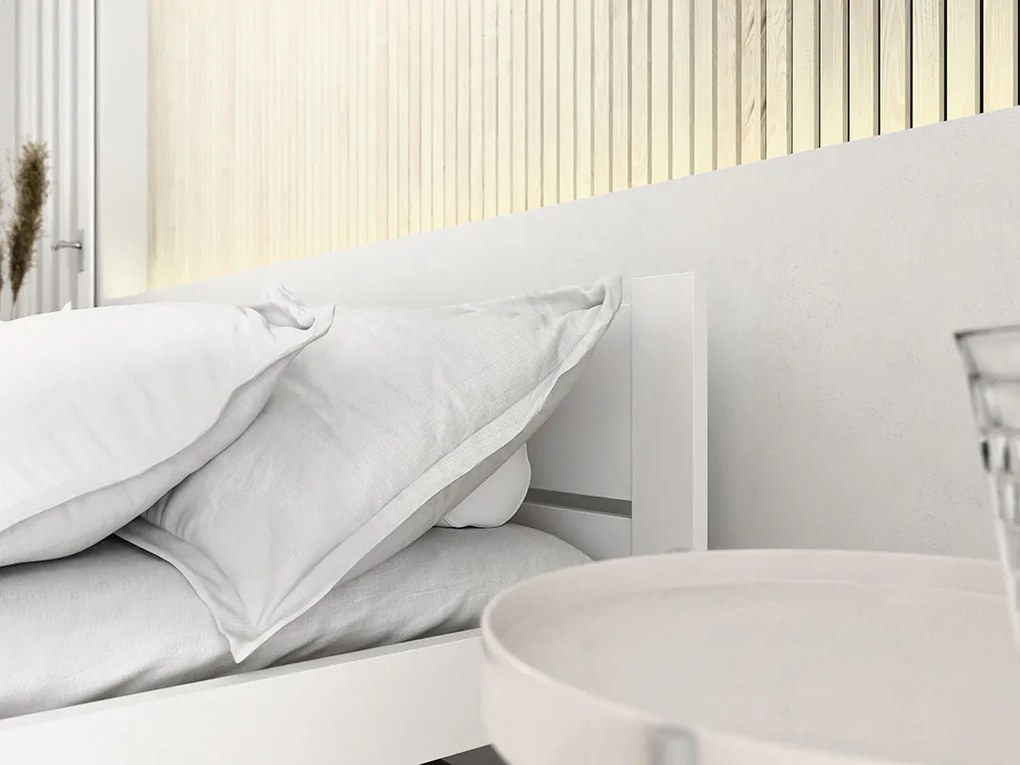 Ágy IKAROS DOUBLE 180 x 200 cm, fehér Matrac: Coco Maxi matrac 20 cm, Ágyrács: Deszkás ágyráccsal