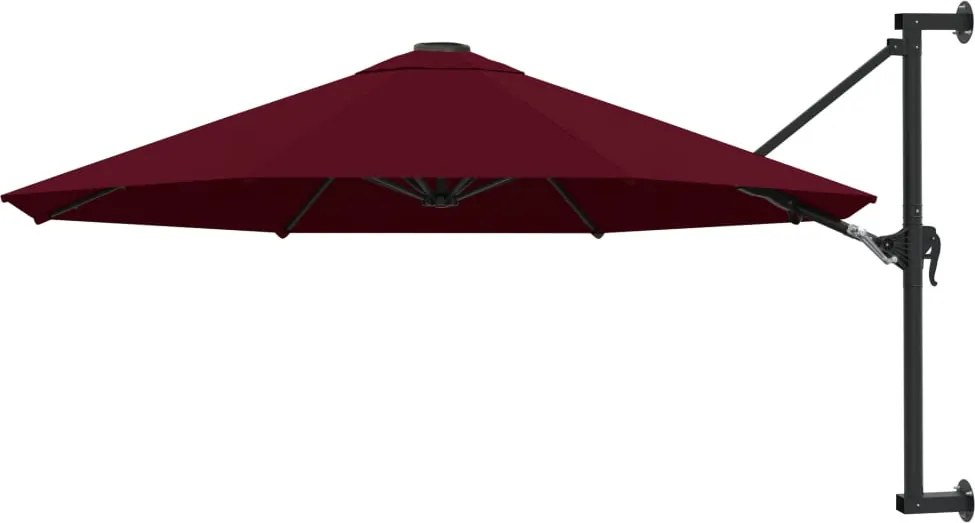 vidaXL burgundi vörös falra szerelhető napernyő fémrúddal 300 cm