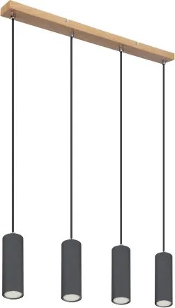 Globo 57911-4HG Függesztett lámpa fém grafit sötét, fém grafit, fekete PVC kábel, HxSzxM: 650x60x1200mm, fényforrás nélkül szállítva 4x GU10 35W 230V
