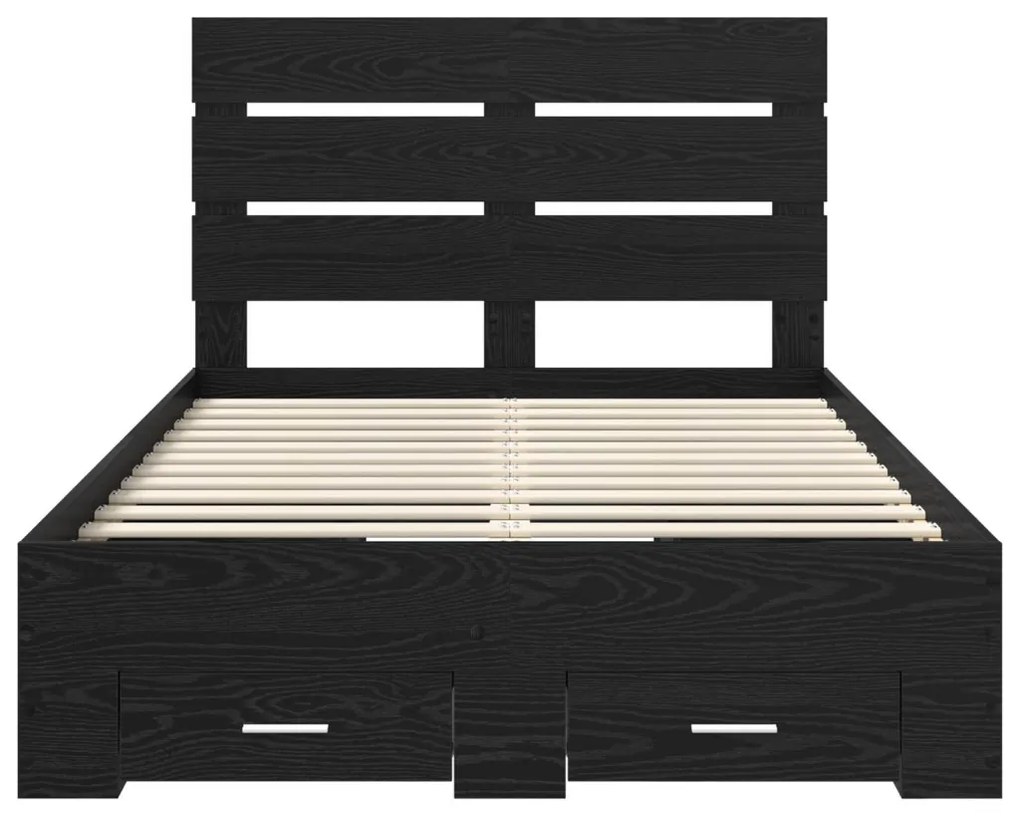 vidaXL Ágykeret fiókkal fejtámlával Fekete tölgy 120 x 190 cm Faanyag