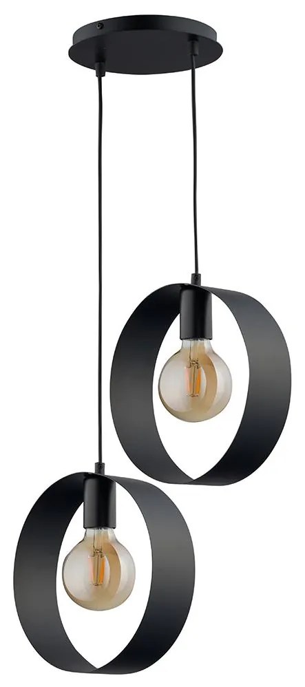 Csillár zsinóron HAPPY 2xE27/60W/230V fekete