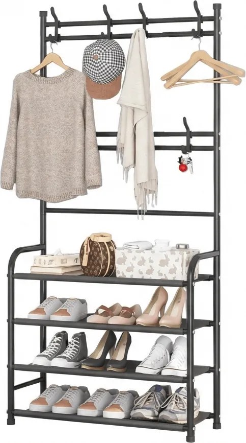 Fogas cipőtartóval CLOTHORY 80x152 cm, fekete