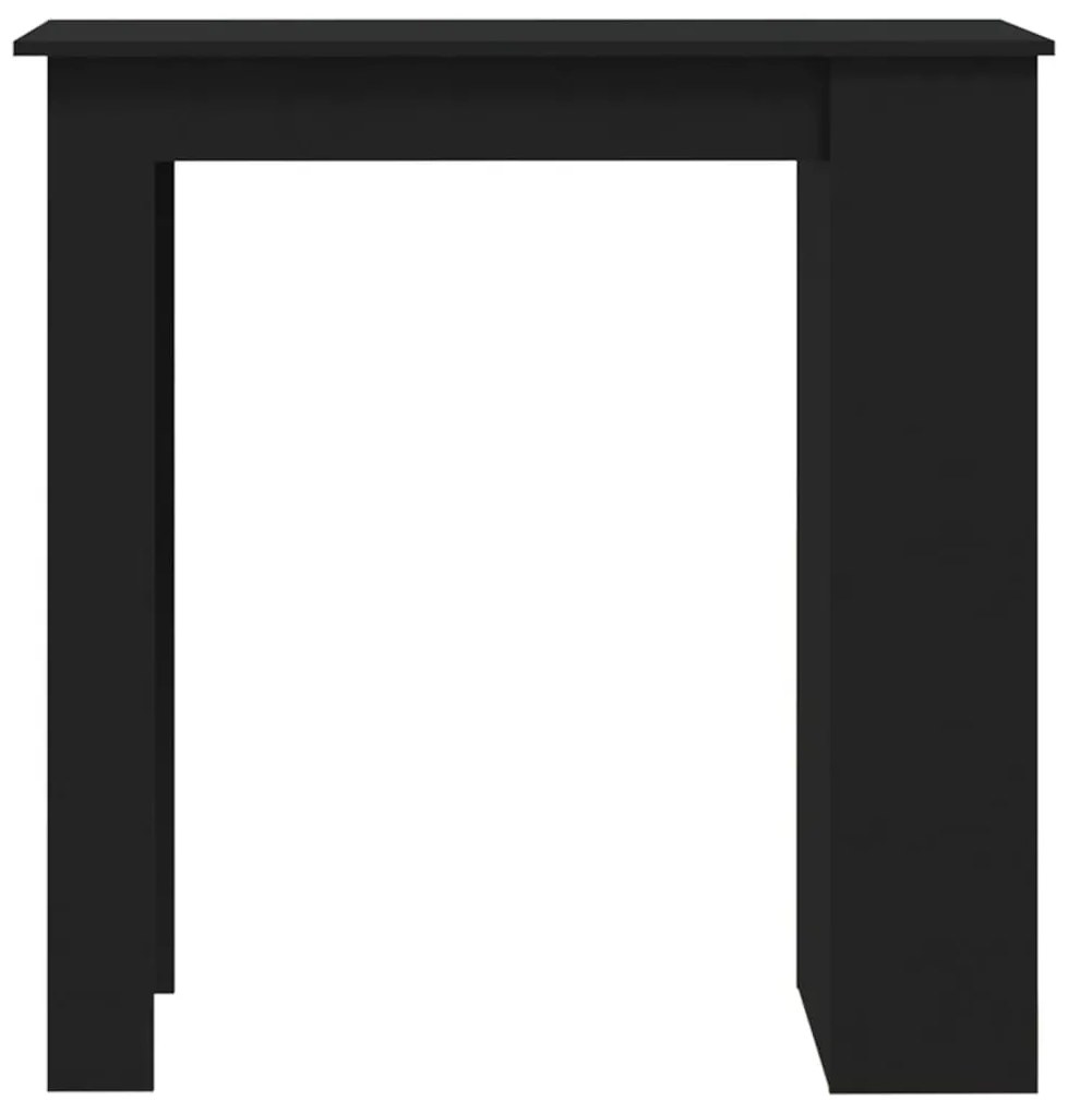 Fekete szerelt fa bárasztal tárolórekesszel 102 x 50 x 103,5 cm