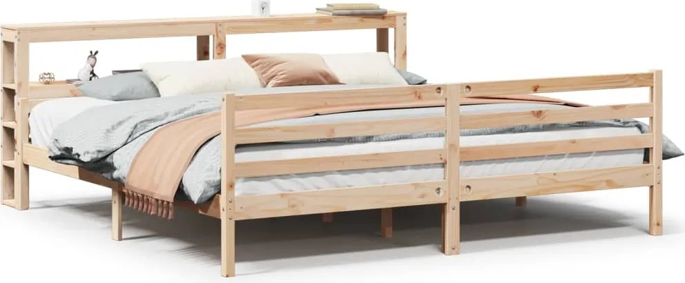 vidaXL tömör fenyőfa ágykeret fejtámlával 200 x 200 cm