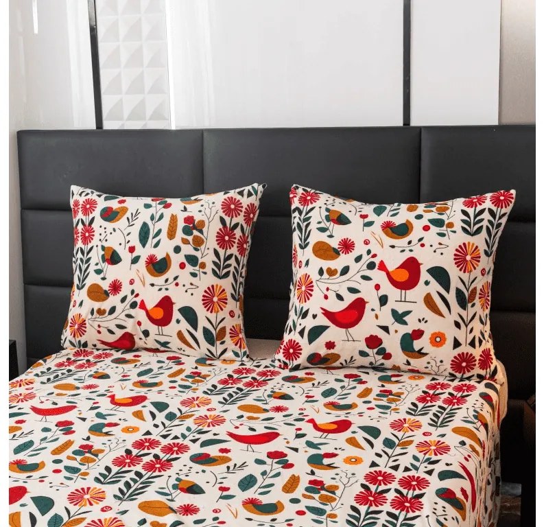 Mikroplüss ágyneműhuzat RETRO MADÁR színes Ágyneműhuzat mérete: 2 db 70 x 90 cm | 200 x 220 cm