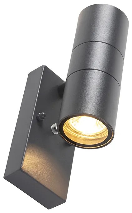 Kültéri fali lámpa sötétszürke 2-lámpás szürkületi érzékelővel - Duo