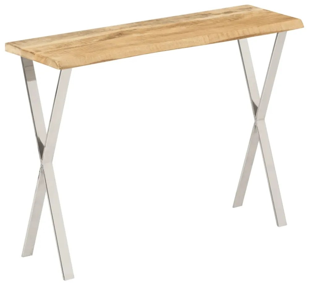 tömör mangófa konzolasztal természetes éllel 105 x 33 x 76 cm