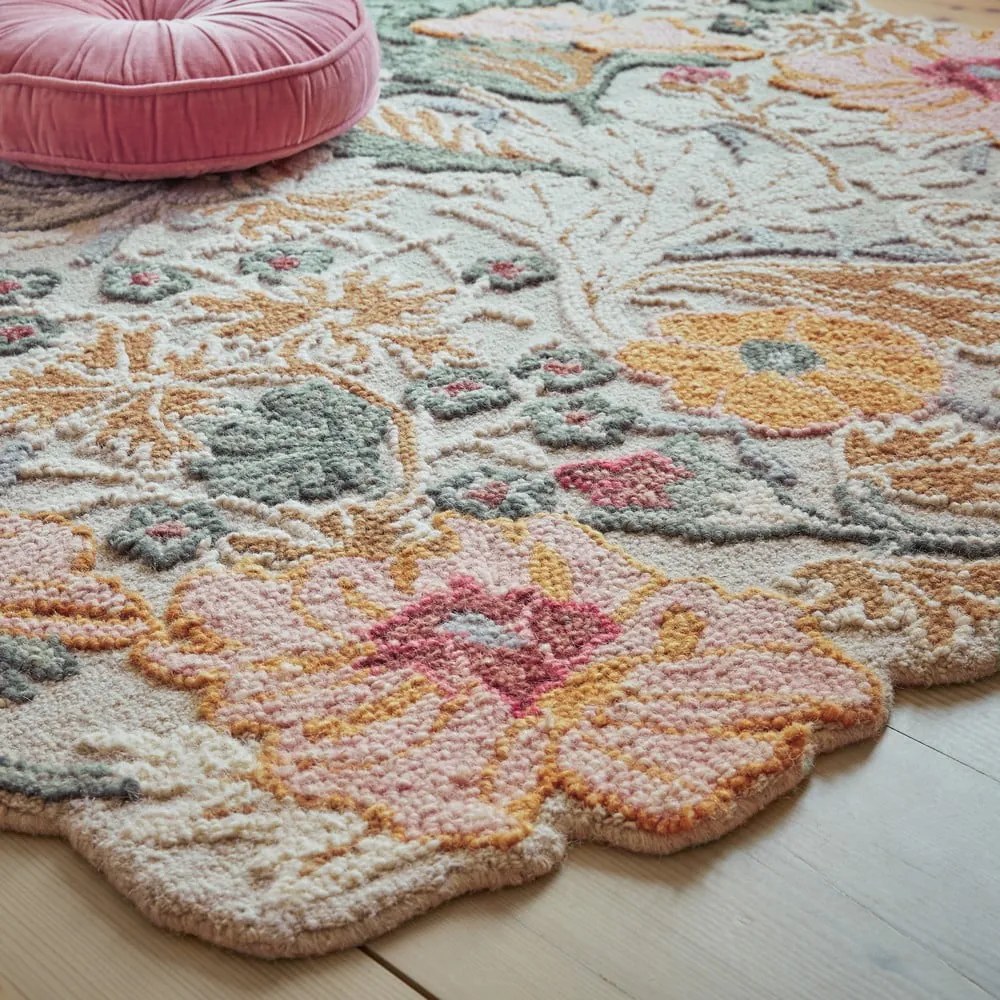 Világos rózsaszín kézi szövésű gyapjú szőnyeg 200x290 cm Daphne Shaped Floral – Flair Rugs