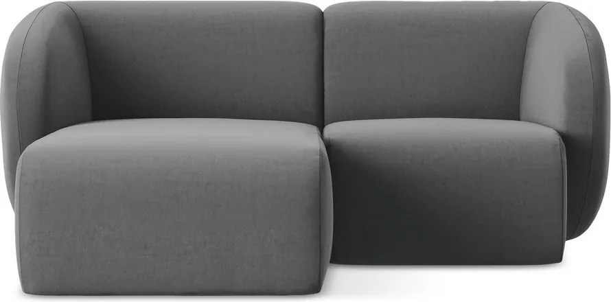 Szürke bársony sarokkanapé (bal oldali-heverő résszel) Lani – Makamii