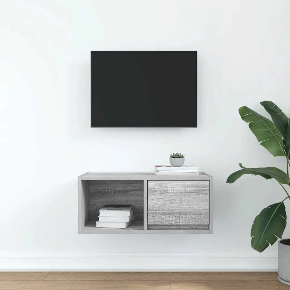 szürke sonoma színű szerelt fa TV-szekrény 60x31x25,5 cm