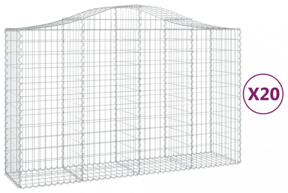 20 db íves horganyzott vas gabion kosár 200x50x120/140 cm