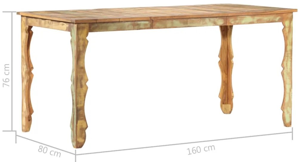 Tömör újrahasznosított fa étkezőasztal 160 x 80 x 76 cm