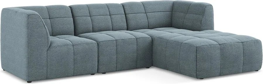 Kék buklé sarokkanapé (jobb oldali-heverő résszel) Aloha – Makamii