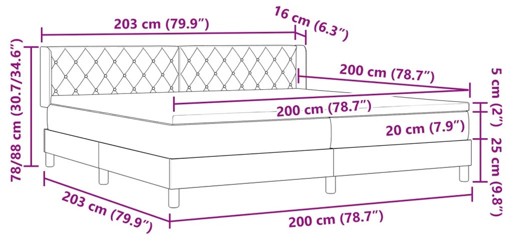 Boxspring Ágy Matrac 200x200 cm Világosszürke Bársony