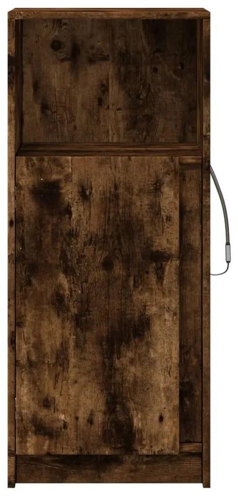 füstös tölgy szerelt fa tálalószekrény LED-del 42,5x34x100 cm
