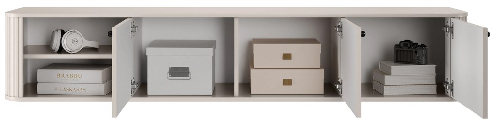 Vesper 3D fali TV szekrény 187 cm - kasmír / fekete fogantyúk