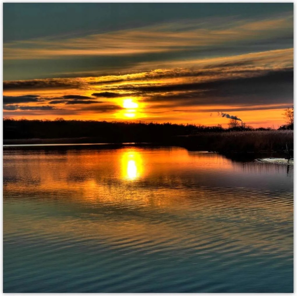 Poszterek 30x30 Nyugat a nyugodt víz felett