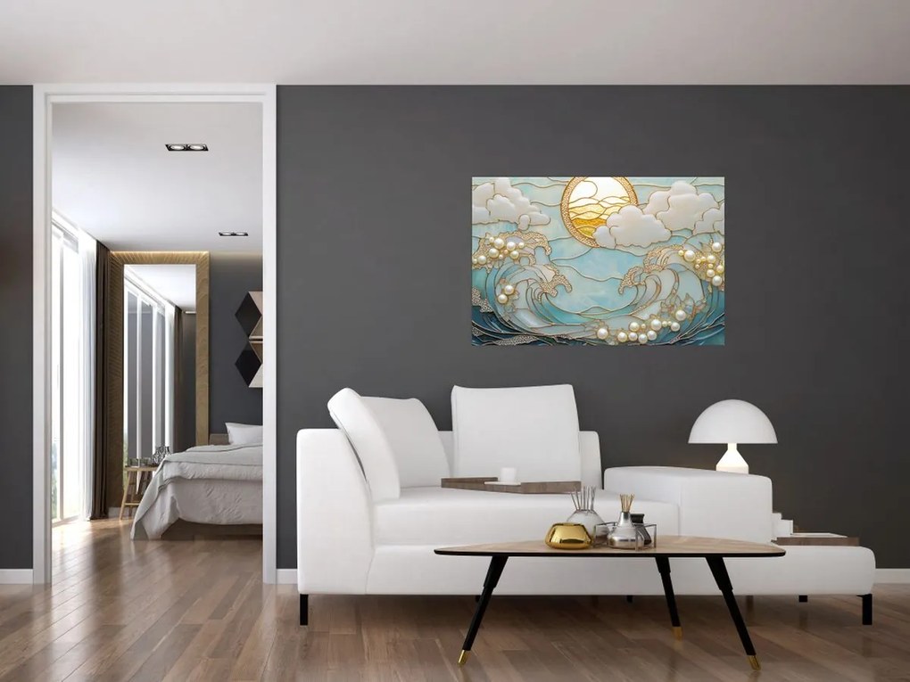 Kép - 3D gyöngyök az óceánban (90x60 cm)