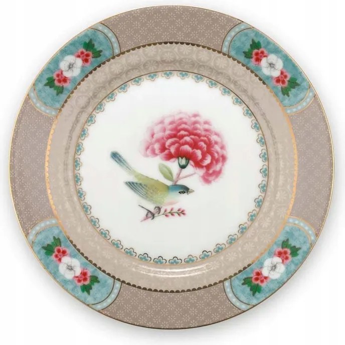 Desszert tányér Blushing Birds Khaki PiP Studio, 17 cm