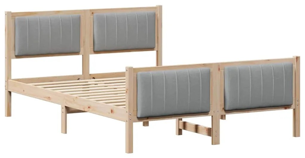 Ágykeret Barna és világosszürke 140 x 200 cm Tömör fenyőfa