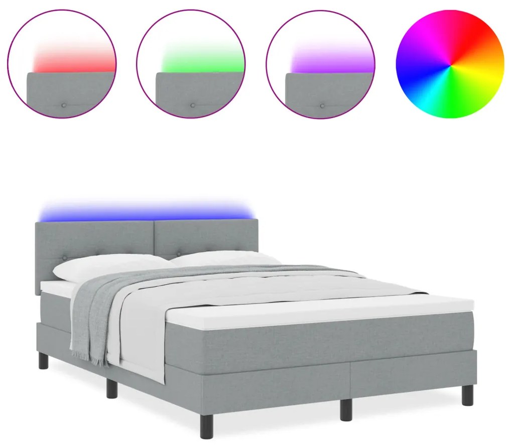 Boxspring ágy matraccal és LED világítással Szürke 160x200 cm Szövet