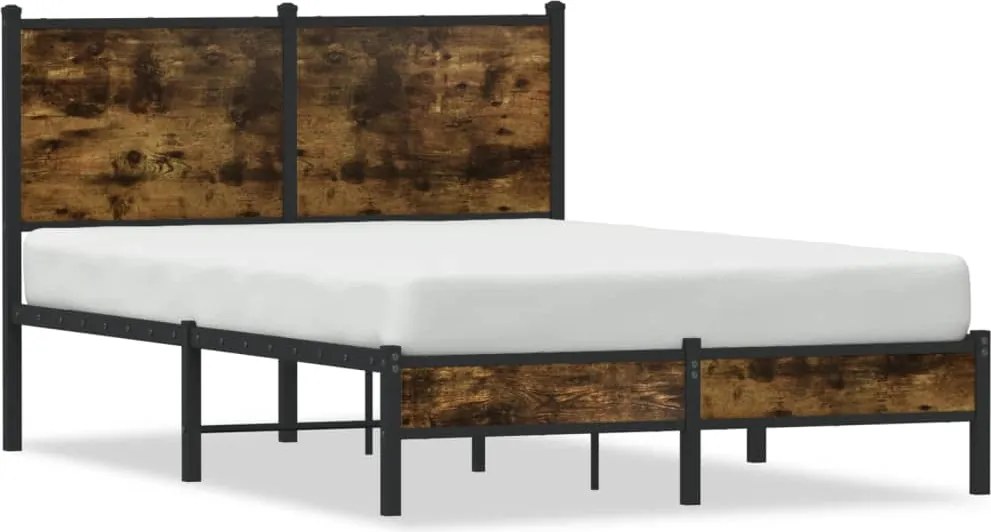 vidaXL füstös tölgy színű fém ágykeret matrac nélkül 120 x 200 cm