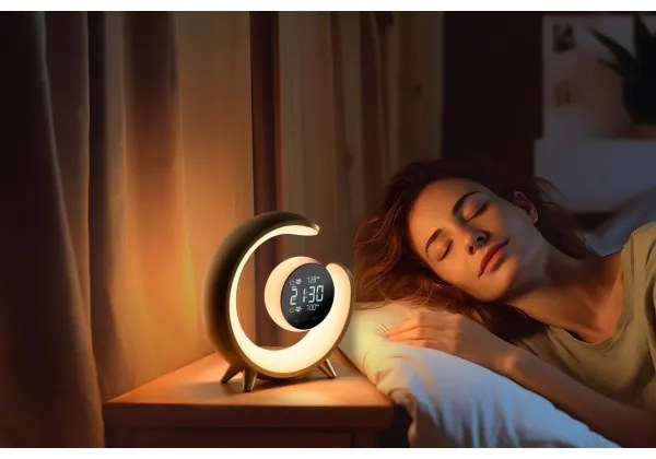 Immax 08985L-LED RGBW állítható asztali lámpa ébresztővel, LED/20W/5V USB, ezüst