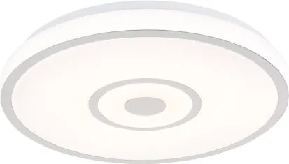 Globo 48580R Mennyezeti lámpa, matt fehér fém, fehér műanyag, krómgyűrű, csúszókapcsoló, színek rögzíthetők, CCT kapcsoló, ø: 380mm, M: 55 mm, tartozék: LED 24W 230V, 3000lm forrás, 1500lm kimenet, CCT 3000/4000/6000K