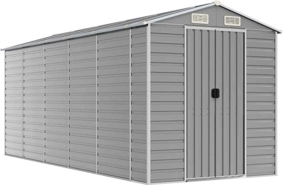 vidaXL világosszürke horganyzott acél kerti fészer 191 x 470 x 198 cm