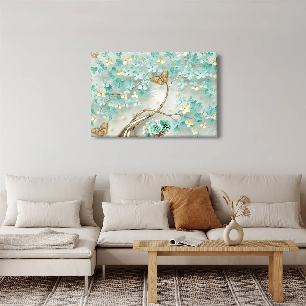 Virágok pillangóval képe (90x60 cm)