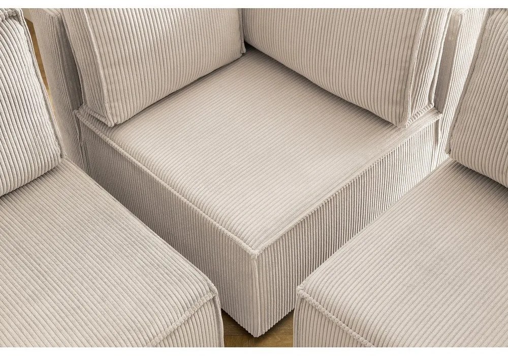 Krémszínű kordbársony sarokkanapé (jobb oldali-"U" alakú) Nihad modular – Bobochic Paris