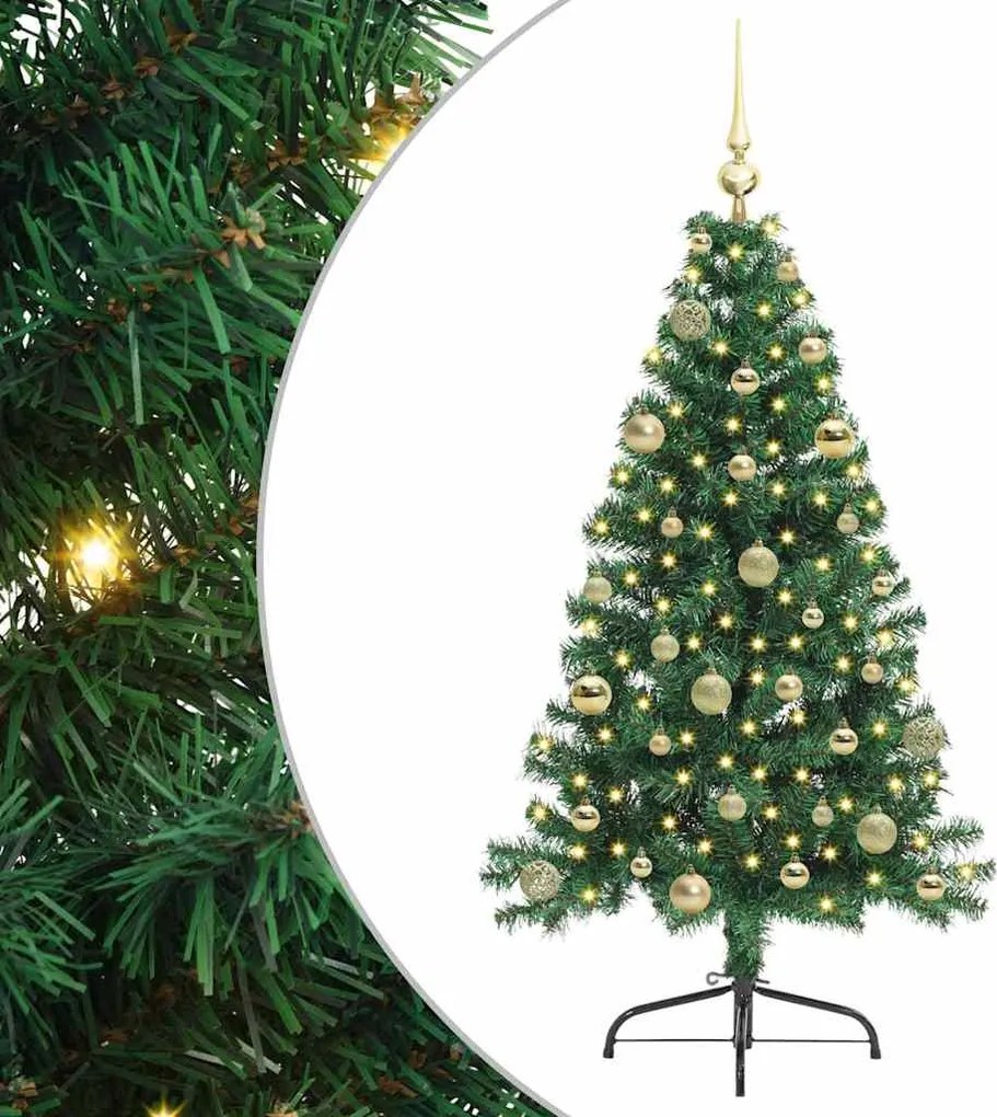 vidaXL Mesterséges, előre világított karácsonyi fa Zöld 150 cm PVC
