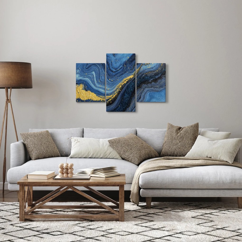 Kép - Kék-arany absztrakció (90x60 cm)