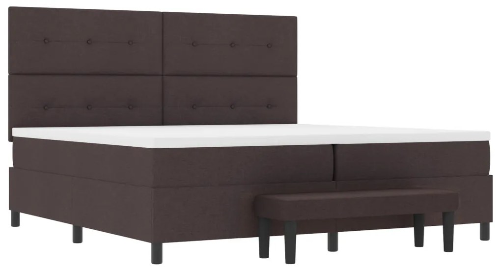 Box Spring Ágy matraccal és padtartóval Sötét Barna 200x200 cm Szövet