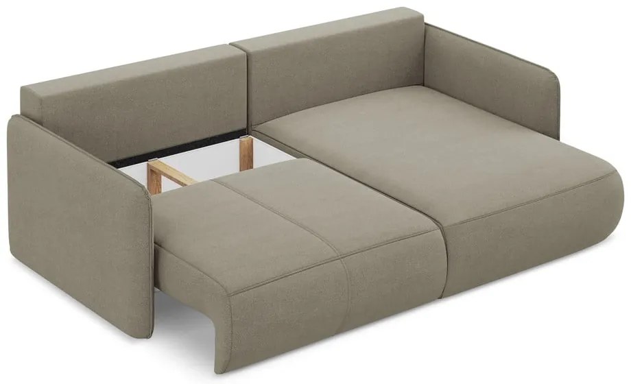 Bézs kinyitható-tárolóhelyes sarokkanapé (jobb oldali) Nanea – Makamii