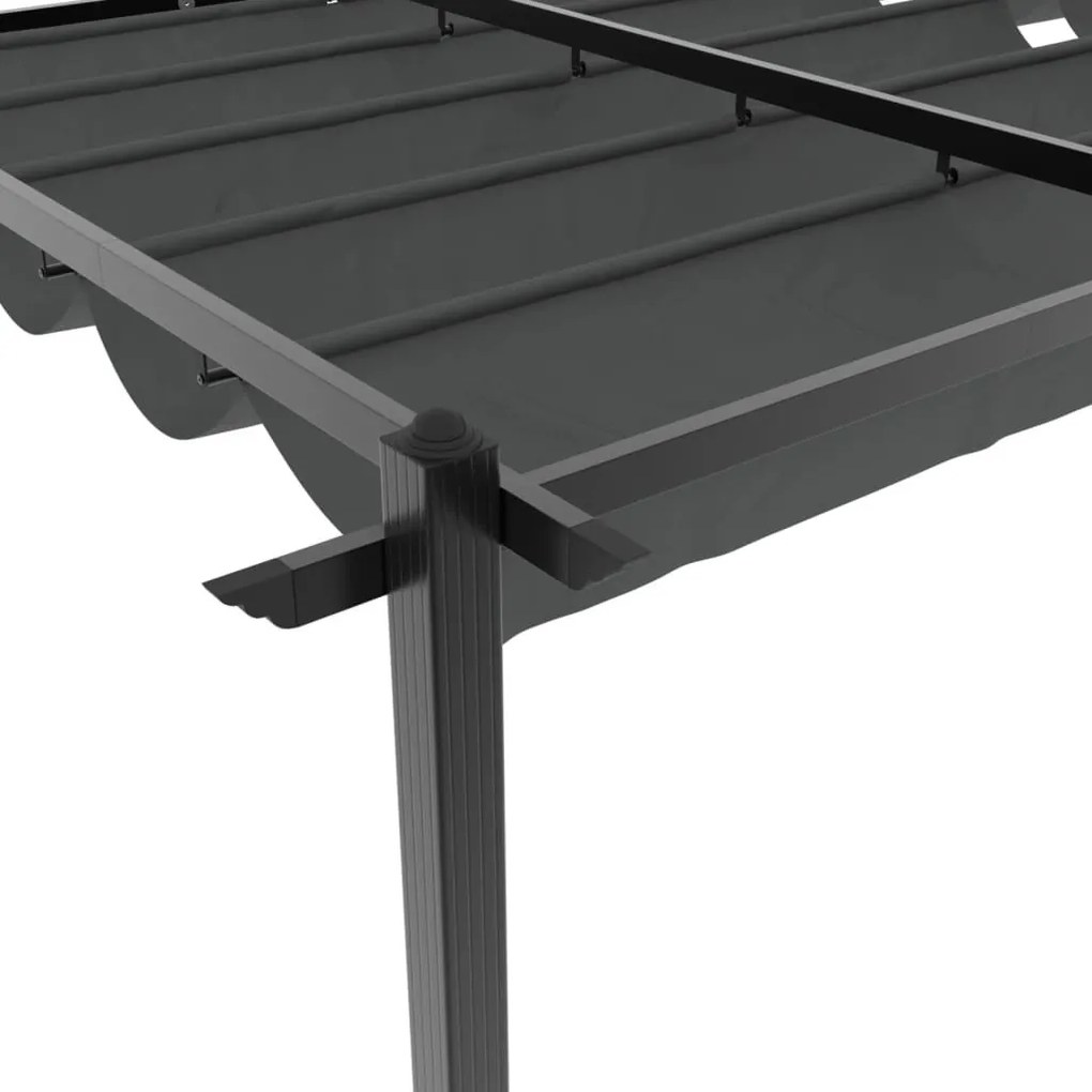antracitszürke alumínium kerti pavilon behúzható tetővel 3x6 m