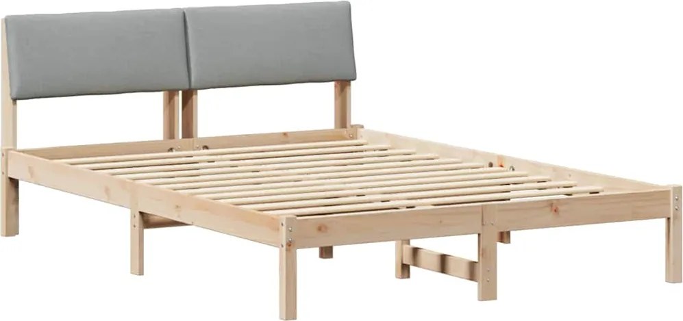vidaXL Ágykeret Barna és világosszürke 150 x 200 cm Tömör fenyőfa