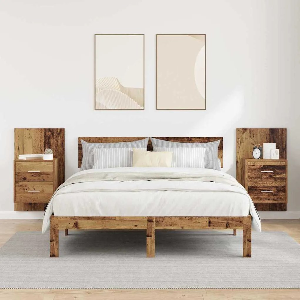 Fali éjjeli szekrény 2 pcs Öreg fa 48,5 x 32,5 x 80 cm Faanyag