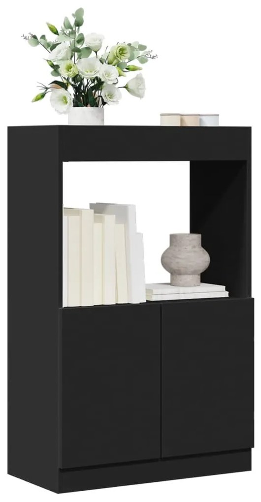 fekete szerelt fa magasszekrény 63 x 33 x 100 cm